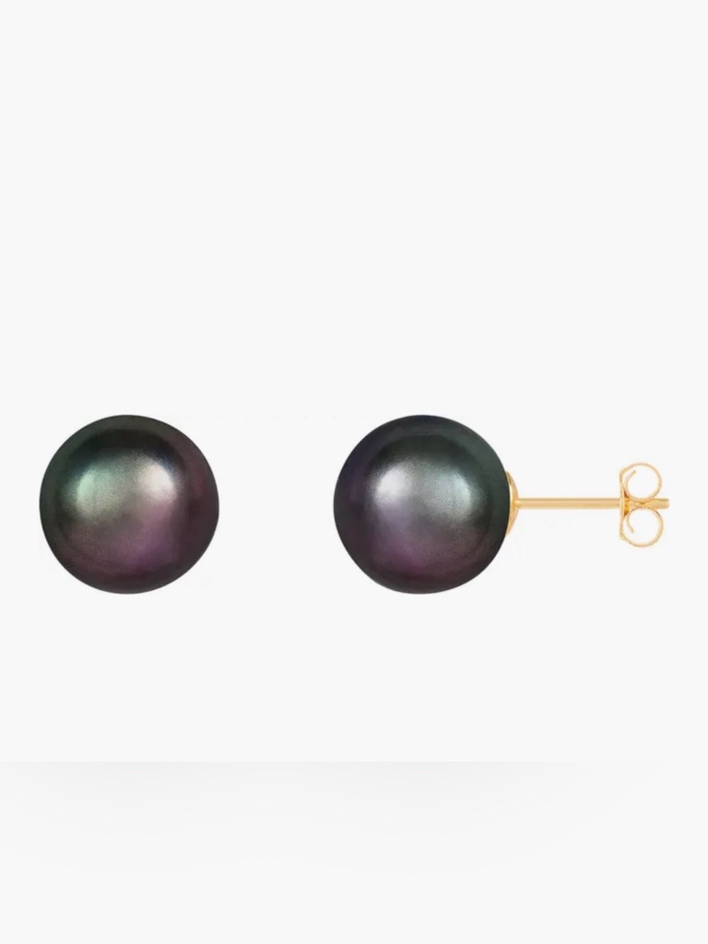 NWOT  Black Pearl Gold Stud Earrings